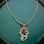 Gold Plated Pendant Set with Ruby, Sapphire & Zircon