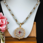 Gold Plated Pendant with Ruby & Zircon