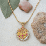 Gold Plated Pendant with Pink & White Zircon