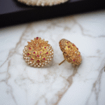 Gold Plated Earrings with Pink & White Zircon