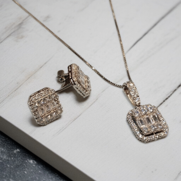 925S Locket Set White Zircon