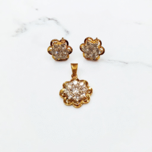 Gold Plated flower Pendant Set 925 Silver With Premium Quality Zircons. - Image 2