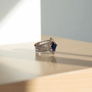 925S Ring with Blue Sapphire & White Zircons - Image 2
