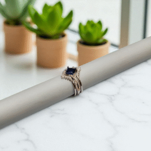 925S Ring with Blue Sapphire & White Zircons - Image 3