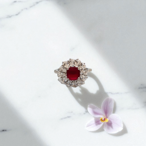 Ruby & White Zircons Ring