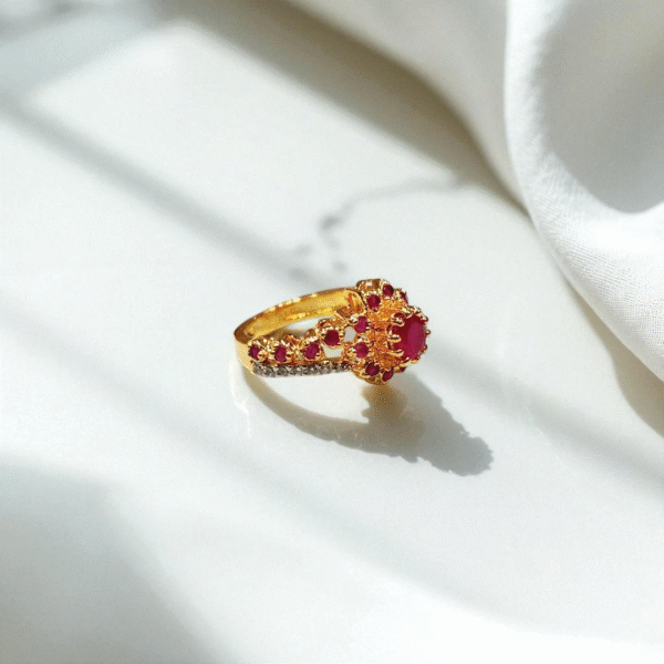 Exquisite Ruby & Zircon Ring - Image 2