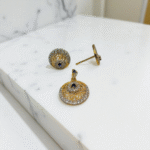 Elegant Round Drop Earrings with Sapphire Accents