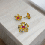 Floral Ruby & Crystal Pandent Set