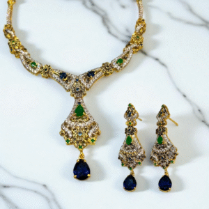 Elegant Necklace Set with blue Sapphire