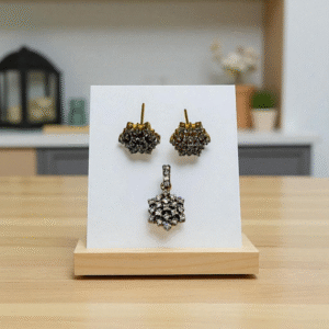 Diamond Cluster Pendant Set - Image 2