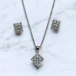 Elegant Square-Cut Pendant Set