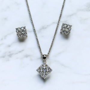 Elegant Square-Cut Pendant Set